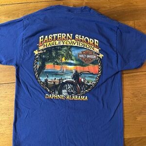 Harley Davidson Shirt Men's L Eastern Shore Daphne Alabama. Blue Cotton